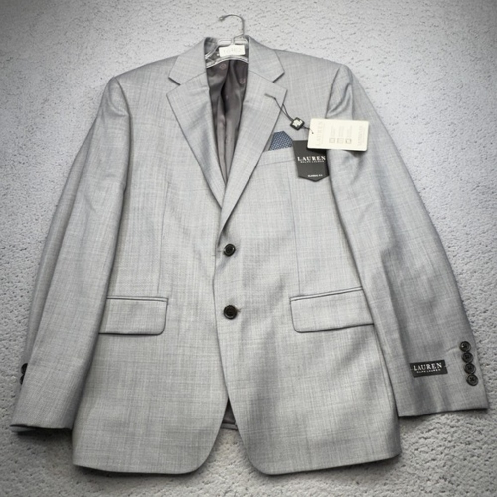 Lauren‎ Ralph Lauren Suit Jacket Mens 38 Short Gray Lancaster Ultraflex Classic